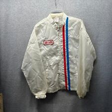 Vintage Cap N Jac Jacket Mens Large White Zip Up Racing Stripe Made in USA 70s picture
