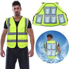 Cooling Safety Vest with 6 Ice Packs - Reflective Vest with Pockets and Zipper H picture