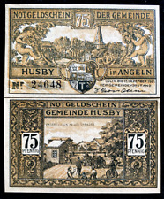 Germany NOTGELD 75 Pfenning 1921 HUSBY MUNICIPALITY UNC 103 Years OLD picture