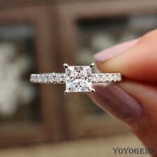 1.50 CT Princess Cut Moissanite Solitaire Engagement Ring Solid 14K White Gold picture