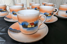 Vintage TAKITO Fine Bone China Hand Painted Demitasse 11 Cups & Saucers Japan picture