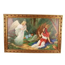 Vintage Oil Painting Angel With Sleeping Child And Lady Unsigned picture