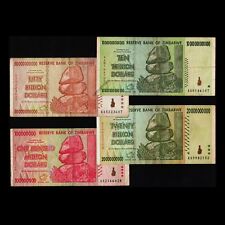 10 Trillion Dollars 20 50 Billion 100 Million Zimbabwe Banknotes AA 2008 w/ COA picture