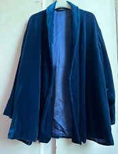 Stunning *LAURA ASHLEY* Oversized Blue Silk Velvet Kimono Jacket 16 picture