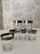 Vintage MCM Dorothy Thorpe Silver Band Cocktail Glasses Set of 6 picture