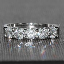 2.00 CT Excellent Cut 5-Stone Round Moissanite Wedding Ring Solid 14k White Gold picture