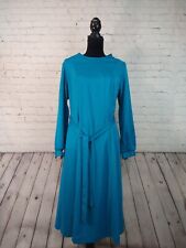 Women's VINTAGE teal turquoise JC PENNEY polyester belted dress - SIZE 16 1/2 picture