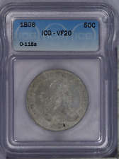 1806 Draped Bust Half Dollar 50c ICG VF20 O-118a picture