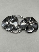 RARE STUART NYE STERLING SILVER PANSY BROOCH PIN FLORAL 1950'S 1 3/4 X 5/8