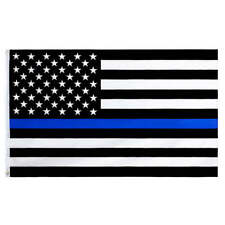 3x5FT Thin Blue Line Black And White American Flag Police Law Enforcement Defend picture