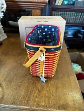 2001 Longaberger Whistle-Stop Basket Stars and Stripes with Liner and Box picture
