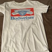 New Budweiser Beer Bud Classic Logo White Men's Vintage T-Shirt picture