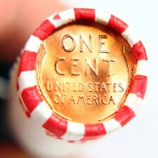 BU Penny Back Showing On End Of 50 Coin Circ Wheat Cent Shotgun Roll picture
