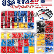 102/300PCS Car Insulated Wire Terminal Crimp Ring Butt Spade Fork Connectors Kit picture