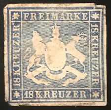 1859 German States-Wurttemberg 18 Kr Blue-Coat of Arms picture