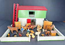 Antique Vintage Handmade Toy Wooden Barn with Loft Animals Accessories Folk Art picture