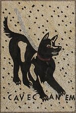 Pompeii Marble Mosaic Beware of Dog Cave Canem Tile Art 24x36 Inches picture