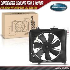 A/C Condenser Fan w/ Shroud Assembly for Honda Fit 2009-2013 2014 1.5L Electric picture