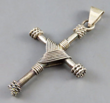 Vintage TAXCO MEXICO Sterling Silver CROSS PENDANT Wire Wrapped DRAPED CENTER picture