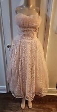 VINTAGE 1950s LT PINK PROM/PARTY STRAPLESS DRESS Size XS  Layered Lace/Tulle picture
