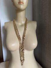 Superb Vintage French Designer Necklace - Golden chains & pearls 31