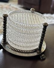 Vintage FB Rogers Lion Claw Foot Silverplated Caddy 6 Crystal Coasters Hong Kong picture