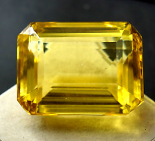 Natural 217.90 Ct Certified Brazilian Emerald Cut Yellow Citrine Loose Gemstone picture