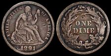 1891 Seated Liberty Dime Type 5 Legend Obverse  Old Silver US Type Coin Tone picture