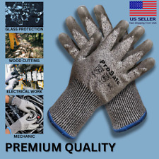 10 Pairs PROSAFE Cut Resistant Level A5 Work Gloves Grey PU Palm Coated picture