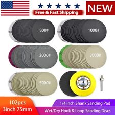 102x 3 in Sanding Discs 800-5000 Grit for Drill Wet Dry Hook Loop Sandpaper Pads picture