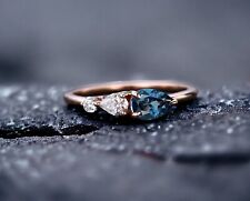 Vintage London Blue Topaz Engagement Ring Gems,Art Deco Moissanite Wedding Band picture
