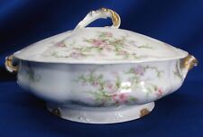 THEODORE HAVILAND LIMOGES FRANCE ROUND SERVING TUREEN PINK ROSE SPRAYS picture