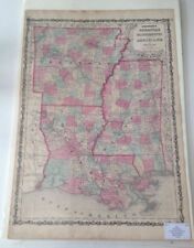Arkansas Mississippi Louisiana Antique Map Johnson 1861 Original picture