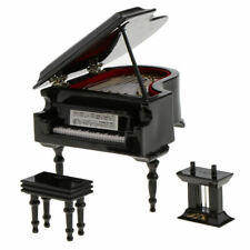 1:12 Dollhouse Miniature Wooden Piano with Music Stool Musical instrument Decor picture