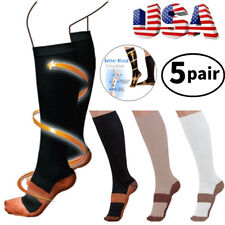 (5 Pairs) Copper Infused Compression Socks 20-30mmHg Graduated Support Men Women picture