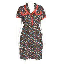 Vintage 1980s Rainbow Polka dot Pop Art Dress Rockabilly Retro size S/M - 084 picture