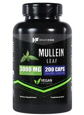 Healthfare Mullein Leaf Capsules | 3000mg | 200 Count | Support Lung Cleanse picture
