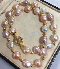 Elegant Genuine Natural South Sea Baroque Pink Purple Pearl Necklace 14-36'' picture