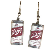 Funky Mini SCHLITZ BEER CANS EARRINGS Sports Bar Drink Brewery Party DAD Jewelry picture