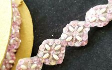 Vintage Novelty Trim - Pink Beaded and Sequin French Trim - Lace Backing. France picture