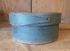 BEST Antique Primitive 5 Inch One Finger Pantry Box Teal Old Paint AAFA picture