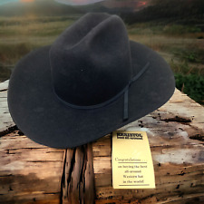 Vtg Resistol Cattleman 65 Western Cowboy Hat Black Sz 7 1/8  Long Oval OG Box picture