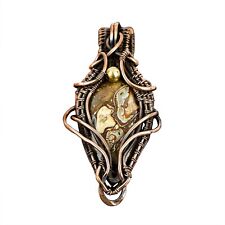 Rock Calci Gemstone Wire Wrapped Pendant Handcrafted Copper Unique Jewelry 2.52