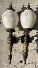 Vintage Pair 3ft Huge Wall Sconce Electric Victorian Mcm Globes Super Rare picture