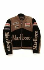 Men Vintage Racing Marlboro Leather Jacket Rare Motorcycle Biker Leather Jacket picture