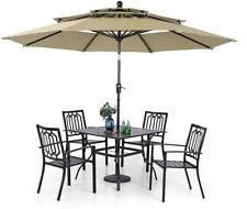 6 Piece Outdoor Dining Furniture Set with Umbrella Patio Table Chairs Sets picture