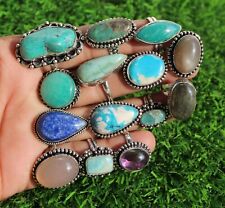 Wholesale Lot handmade jewelry assorted crystal vintage Silver Plated Rings pack picture