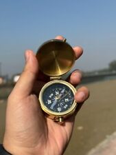 Antique Brass Pocket Compass WWII Military Vintage Working Compass picture