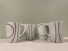 Corelle Coordinates Porcelain Mugs 12oz Black&White Set of 4 (Angled Handle) picture