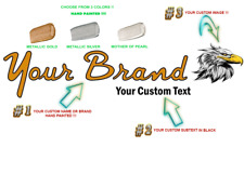 Custom Made Headstock Decal.100% Custom. Classic Style Font. Your Brand Names picture